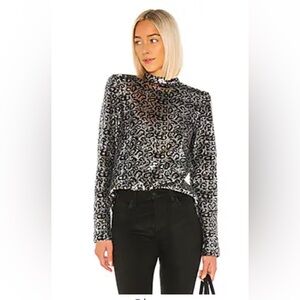 RtA Freddie sequin silver leopard top